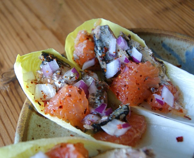Wild Sardine and Grapefruit Salad in Endive Cups