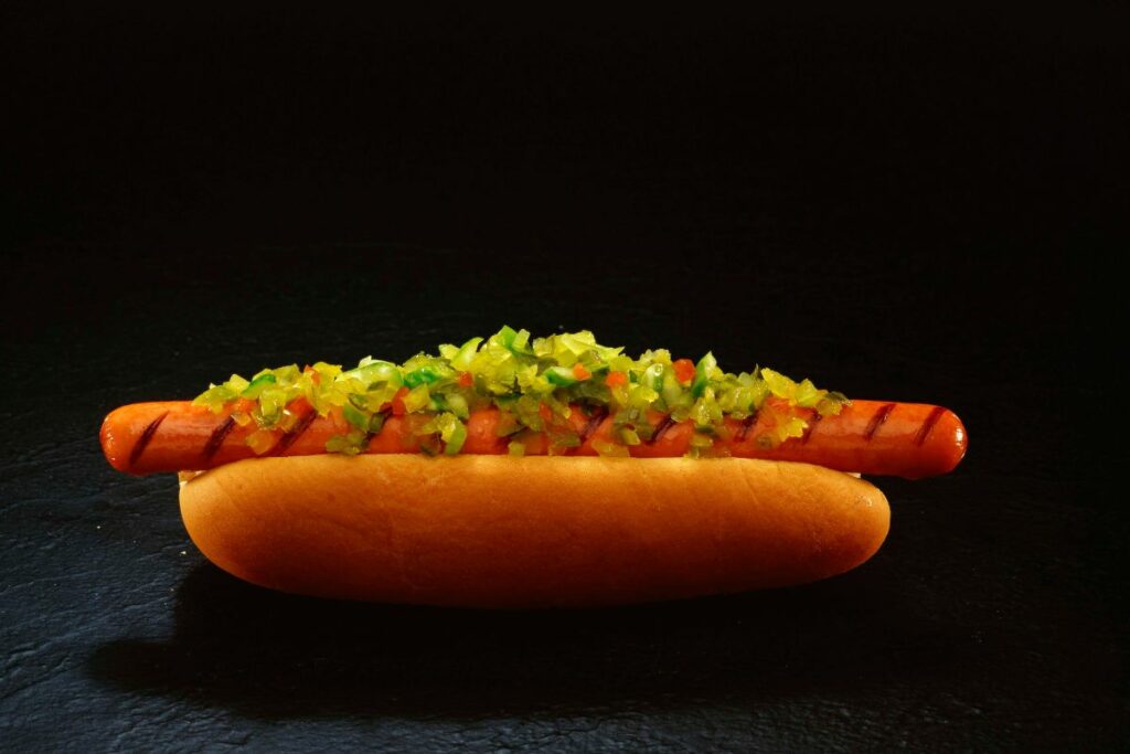 hot dog with relish