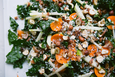 Kale Salad with Apple, Hazelnuts & Bacon Recipe